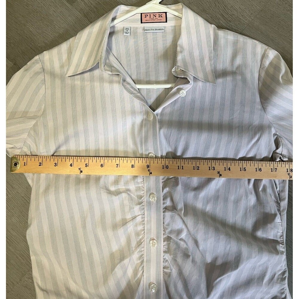 Thomas Pink Jermyn Street London Pink/White Striped Tailored Shirt US 10/UK 14 - Picture 7 of 10